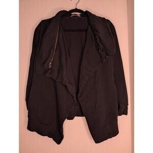 Allsaints Draped Waterfall Jacket Double Zipper Black Edgy S